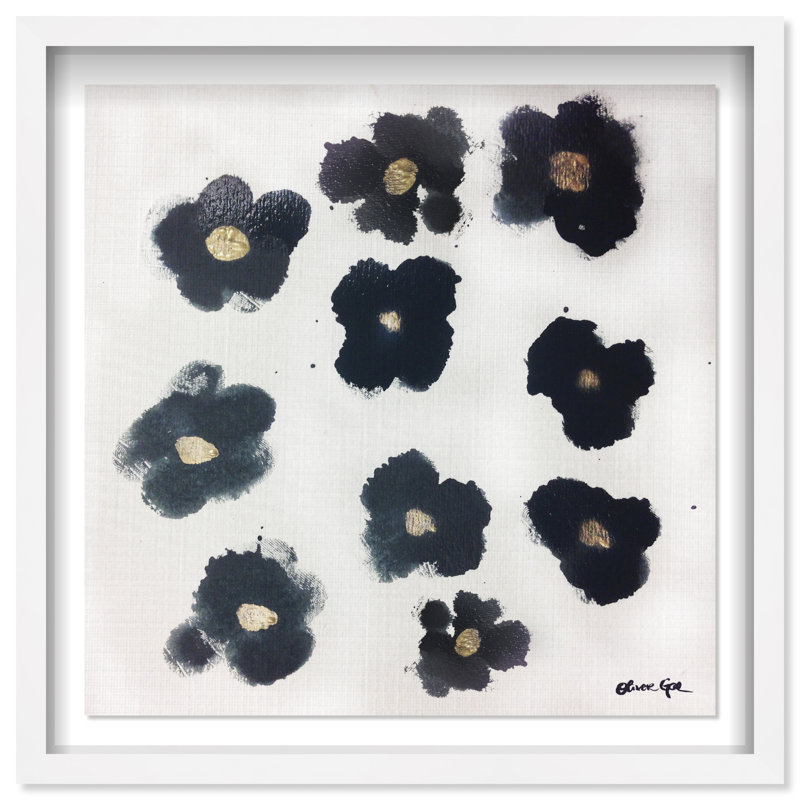 Coco's Gold Camellias - Graphic Art, 32" H x 32" W, Shadowbox, White