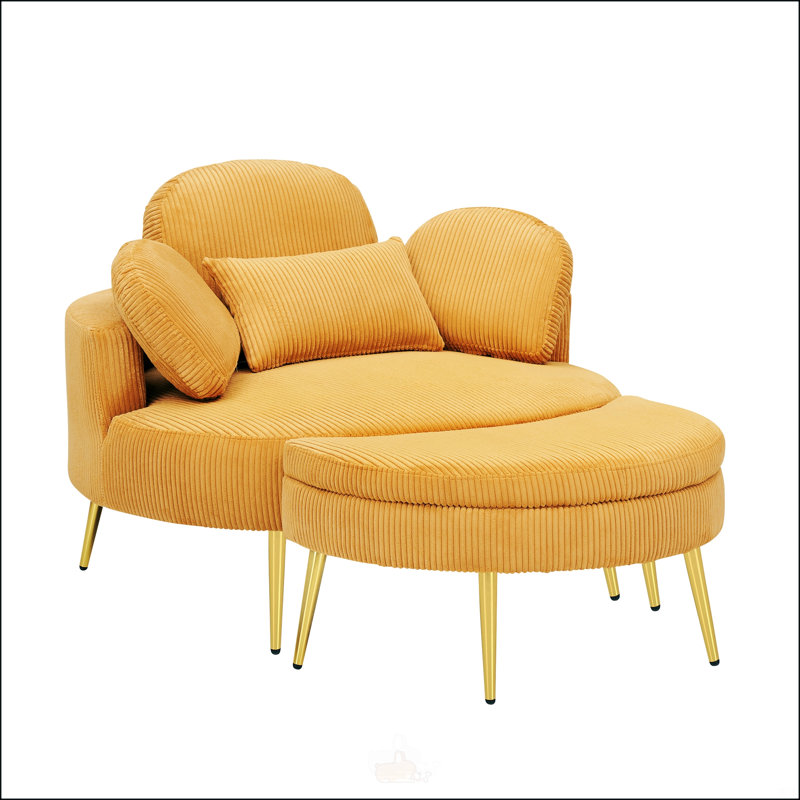 Fauteuil confortable simple 61 pouces, Jaune