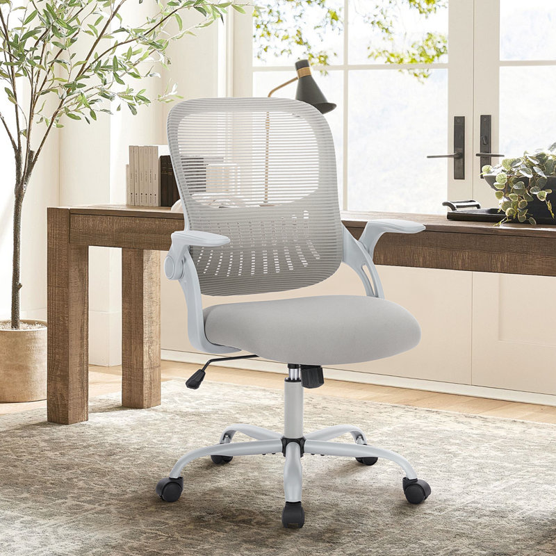 Chaise de bureau ergonomique en filet Home Office, Blanc, Gris