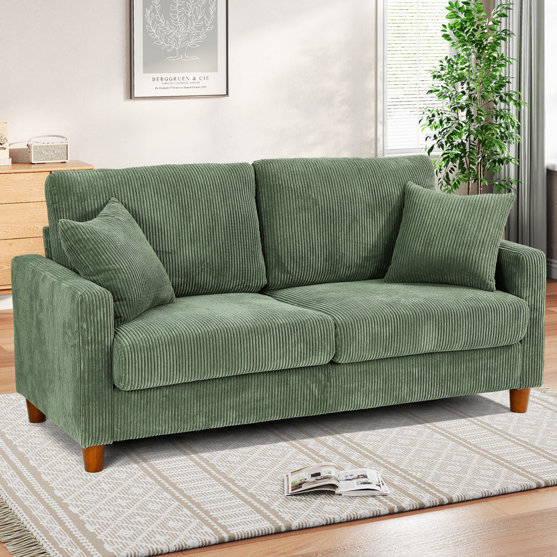Quinston 2 Seater Corduroy Sofa, Green