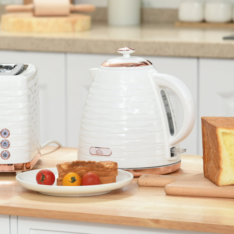 HOMCOM 1.7L Electric Tea Kettle, Cream