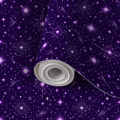 Peel and Stick Wallpaper Contact Paper Purple Glittering Defocused Lights Star Space Abstract Self Adhesive and Removable 24in x 118in(60x300cm)
