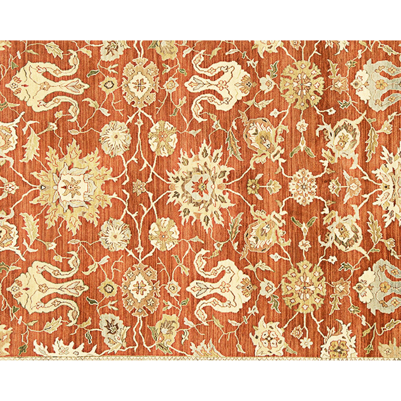 Tapis rouille et ivoire noué à la main de haute qualité