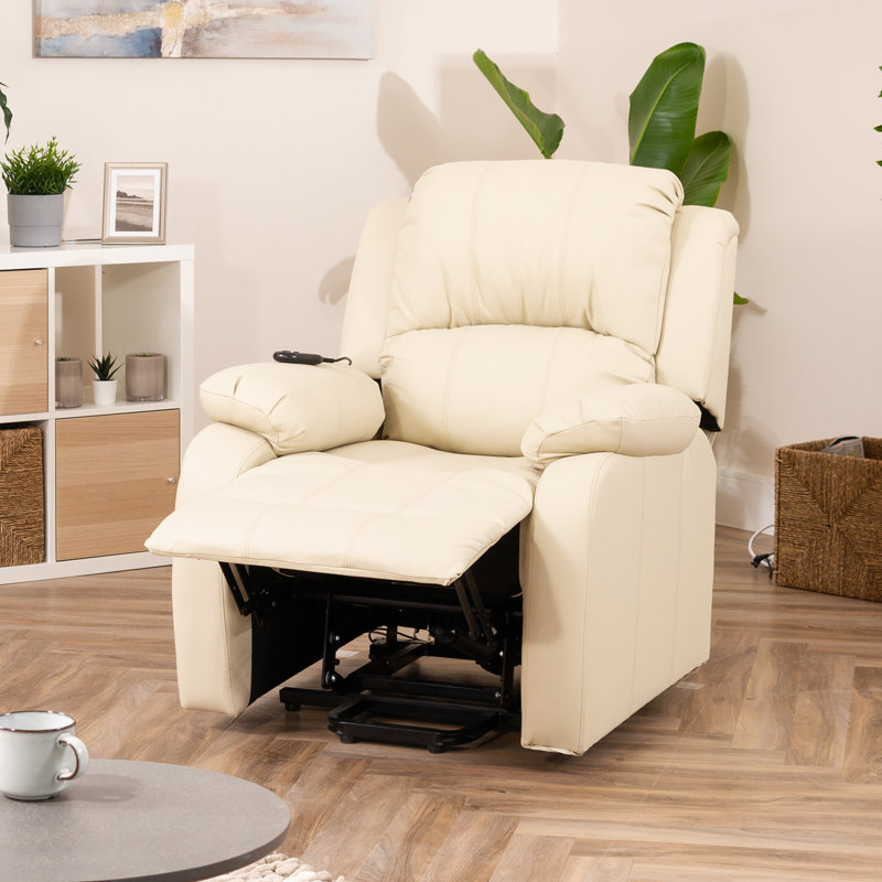 Patchway Faux Leather Heated Massage Chair, Cream