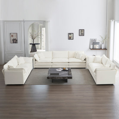 3 Piece Sofa Set Oversized Sofa Comfy Sofa Couch, 2 Pieces of 2 Seater and 1 Piece of 3 Seater Sofa for Living Room, Deep Seat Sofa Chenille