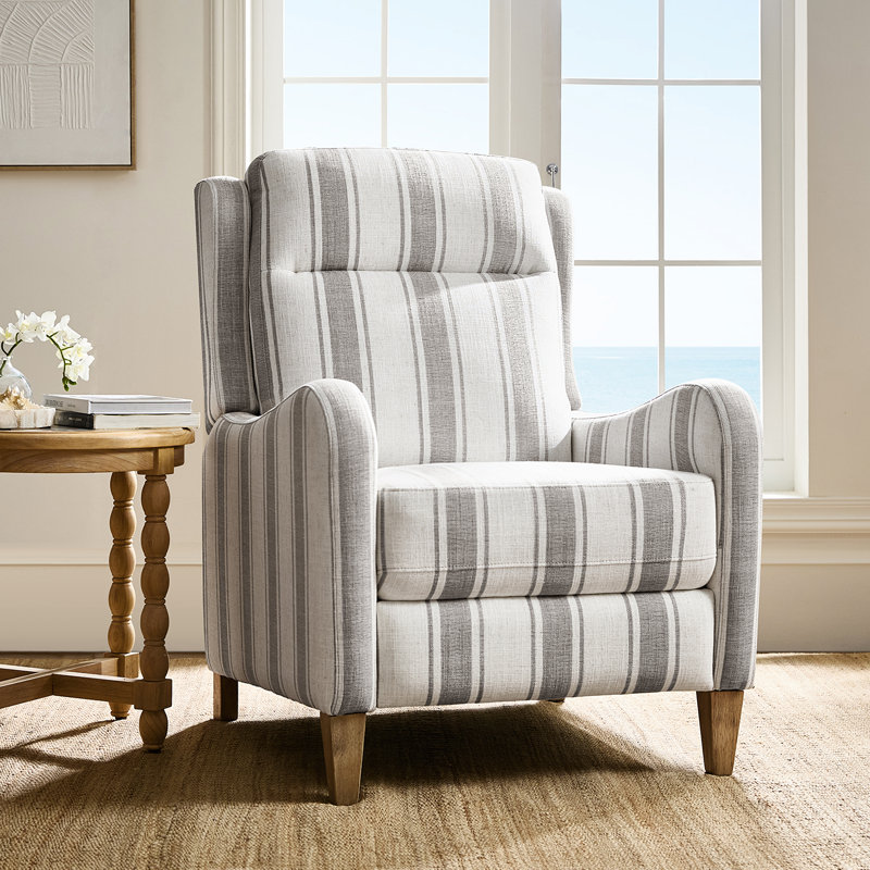 Fauteuil inclinable manuel de ferme de 31 po avec pieds en bois massif Beecher, Gris