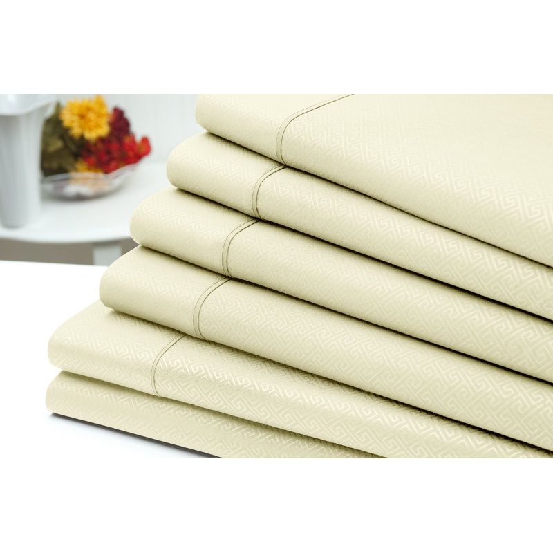 Ensemble de draps 6 pièces US, Ivoire, Ensemble de draps pour très grand lit + drap-hous