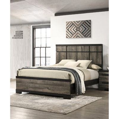 Structure de lit grand moderne, tête de lit à panneau en ébène gris, solution pour chambre à coucher contemporaine, sommier tapissier nécessaire, tête de lit simple à assembler, ébène et tons, décor rustique,