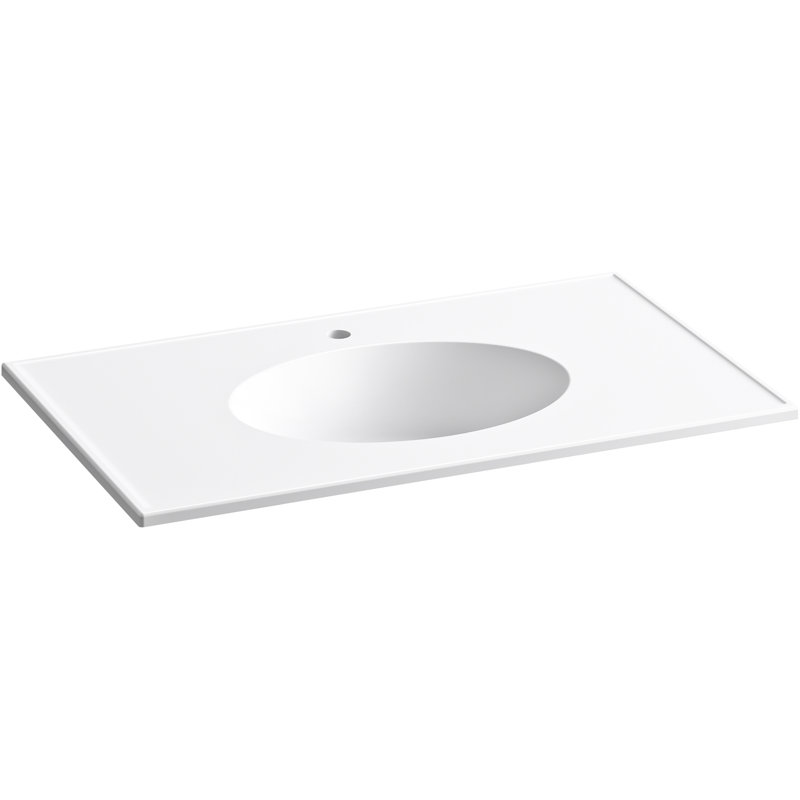 Lavabo de salle de bain encastré en céramique avec trop-plein Ceramique Impressions, Ovale, Blanc, Simple