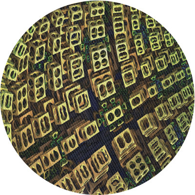 Tapis vert/brun à motifs