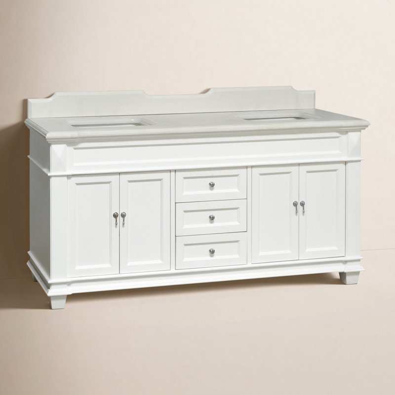 Ensemble de meuble-lavabo double 72 po Ensa, Blanc, Quartz
