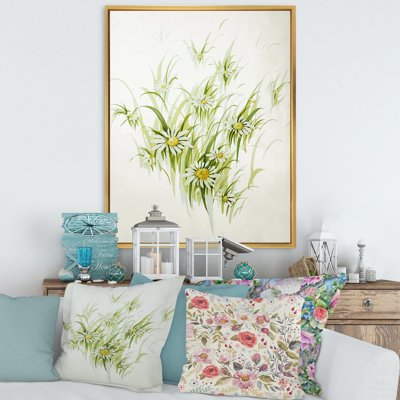 «Retro Dessin Of Flowers I», reproduction sur toile flottante