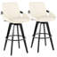 Tabouret de bar à hauteur fixe avec pivot en bois noir et similicuir avec repose-pieds rond en métal - ensemble de 2