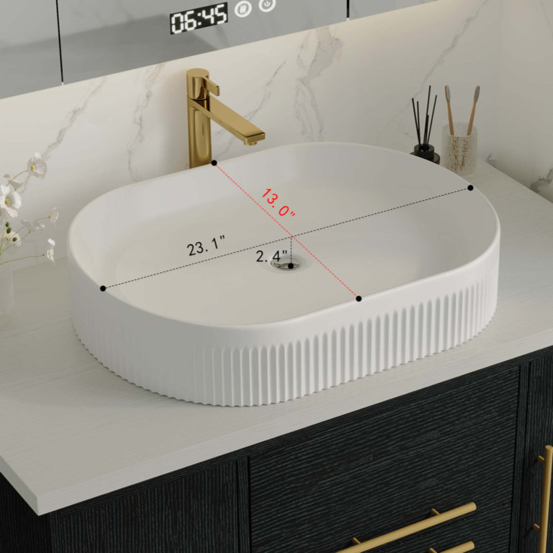 Meuble-lavabo flottant moderne avec lavabo en céramique pour petite salle de bain