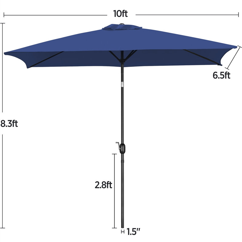 Parasol d'extérieur rectangulaire Glidewell, Marine, H 99,6 po x l 120 po x P 78 po