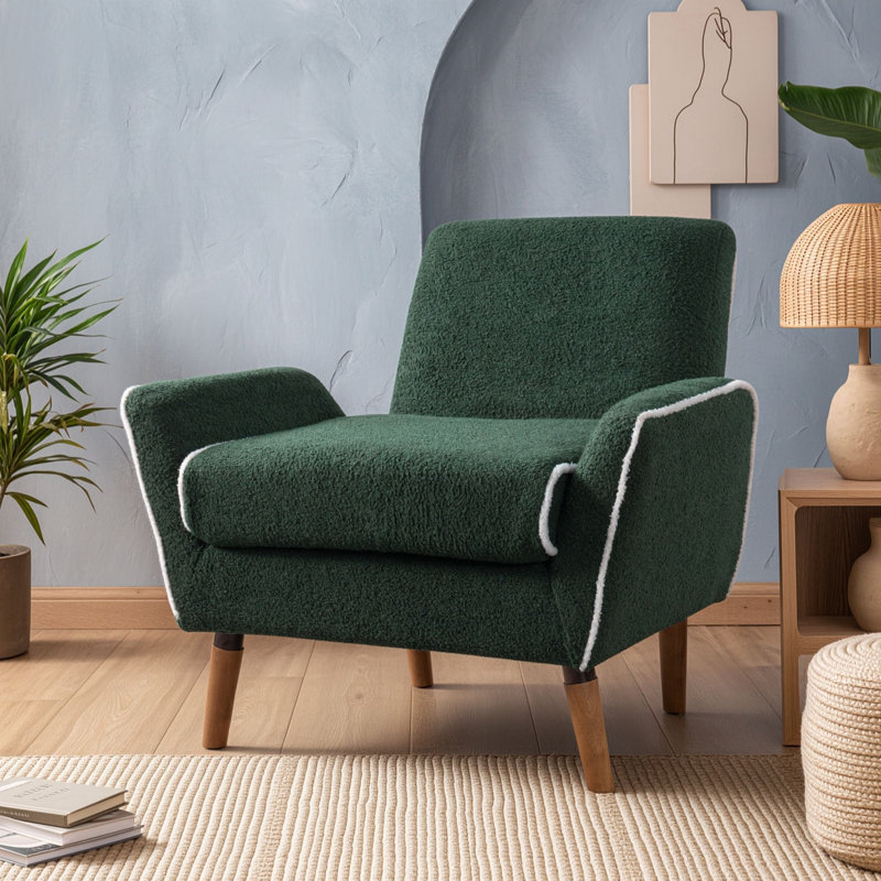 Fauteuil d'appoint rembourré avec pieds, Green