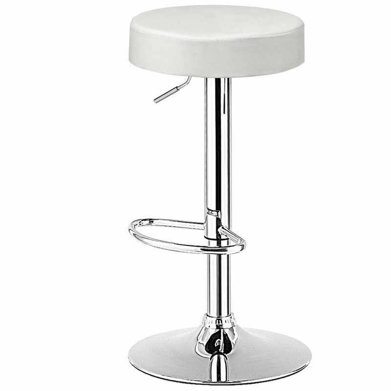 Tabouret de bar pivotant à hauteur ajustable Dawer, Blanc, 4