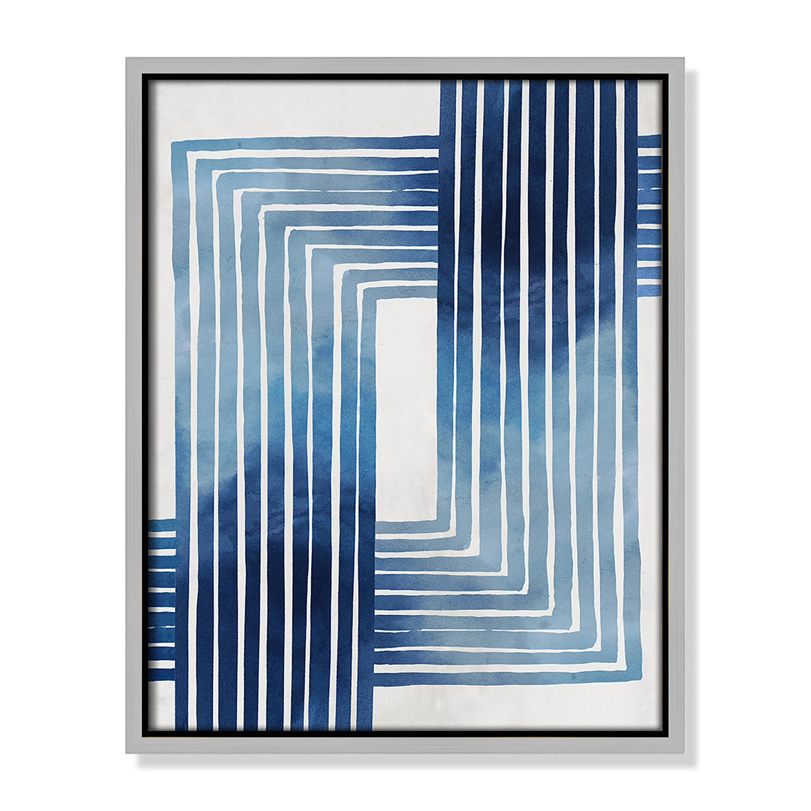 Lanny "In Unison" Painting by Eva Watts, Silver Framed Canvas, 15.5" H x 12.5" W x 2" D