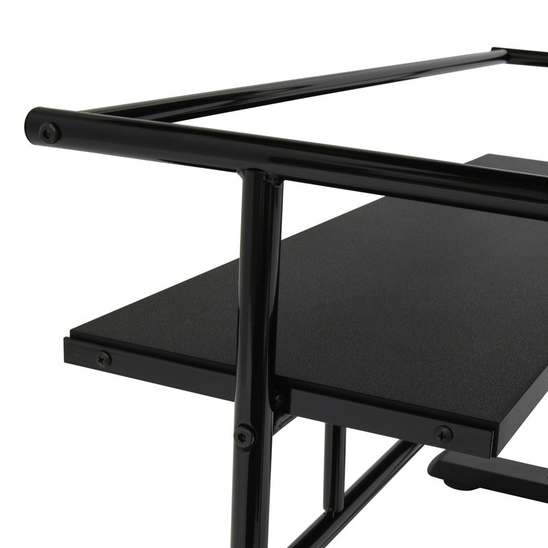 Contemporary Black Wood Adjustable Drafting Table with Storage