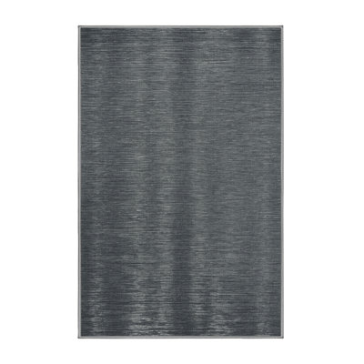 Machine Washable Solid Gray Area Rug