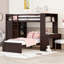 Lit mezzanine simple avec lit autonome, tablettes, bureau et garde-robe-447484418-447484479