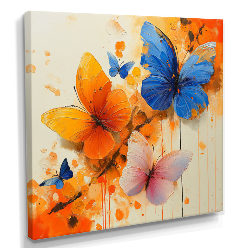 «Blue Blue Butterfly Wings Beauty I», art mural papillon, Toile tendue, 16" H x 16" W