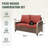 Outdoor Patio Brown Wicker Wood Grain Armrest Dining Loveseat with Cushion-20386221
