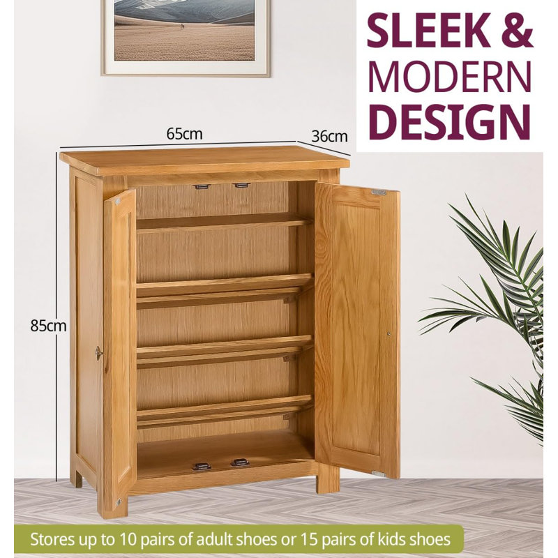 Hatcher 12 Pair Solid Wood Shoe Storage Cabinet