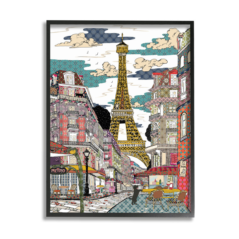 Christifère Christifer, patchwork de Paris, Giclée encadrée noir minuit, H 20 po x l 16 po x P 1,5 po