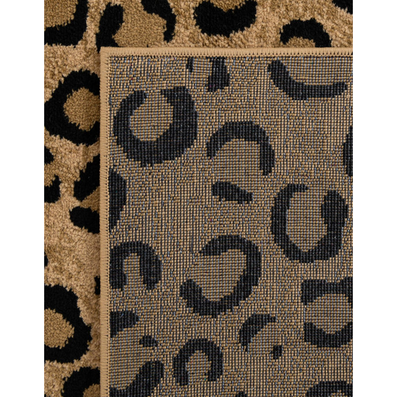 Tapis brun clair à imprimé animal Testerman, Runner 2' x 8'