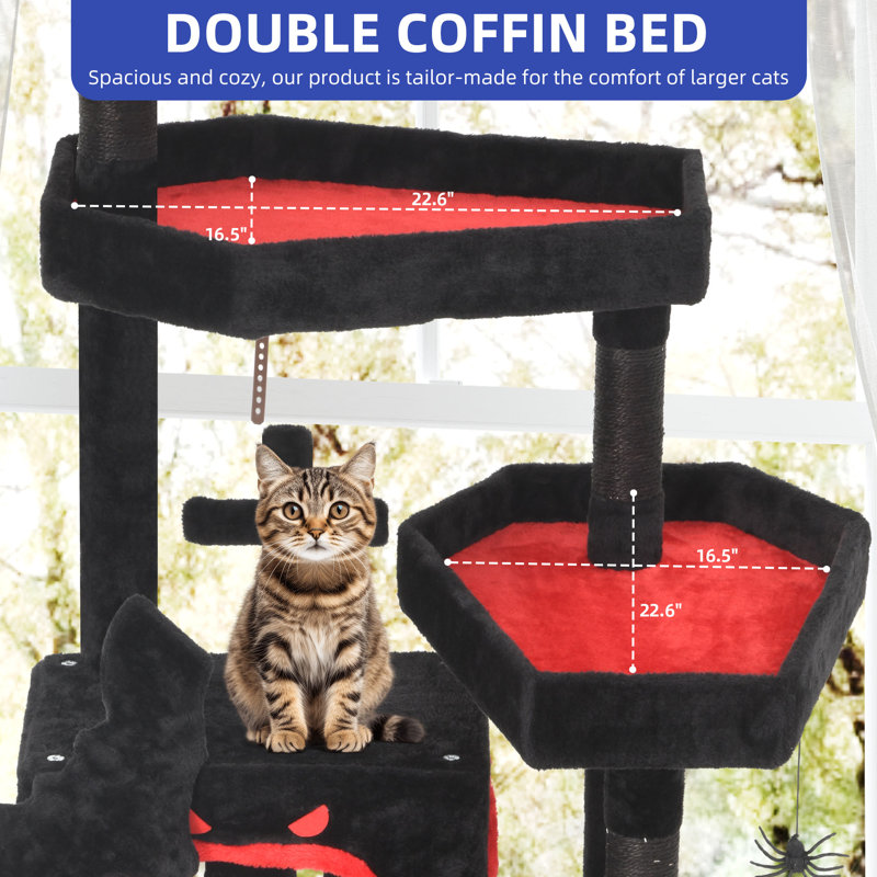 Gothic-Themed Cat Tree with Hammock and Scratching Posts