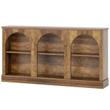 63-Inch Long Farmhouse Wooden Rectangular Entryway Console 3 Tier Storage Sofa Table Behind Couch