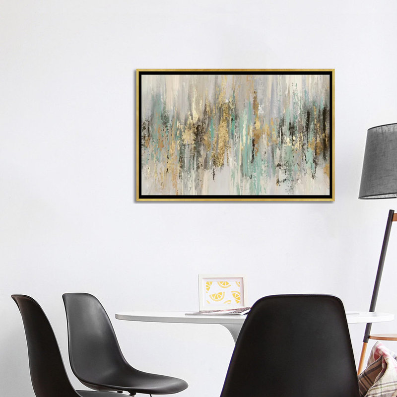 «Dripping Gold I» par Tom Reeves - reproduction imprimée, Toile avec cadre photo, H 26 po x l 40 po, Doré