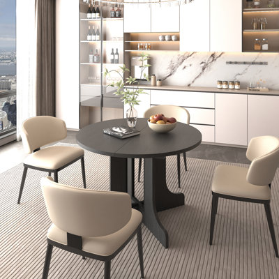 Table de salle à manger extensible noire ovale pour la cuisine et la chambre, 59 po x 43 po, rallonge amovible, base en tréteau, table pour 6 personnes, extensible en pouces, forme
