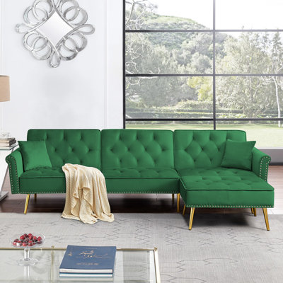 Velvet Reclining L-Shaped Sectional