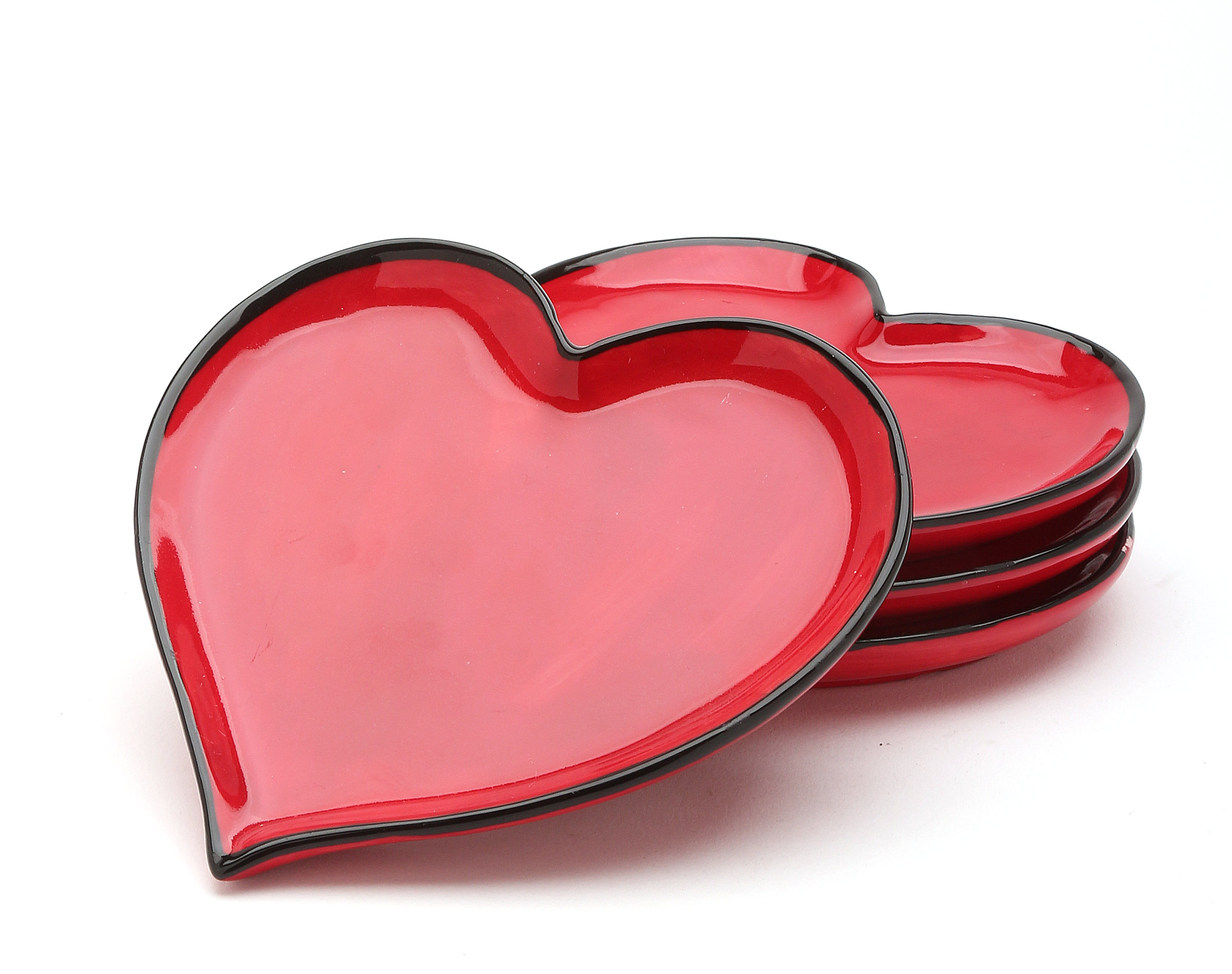 Winston Porter Muna 4 Piece Earthenware Abstract Decorative Plate Set in Red & Reviews | Wayfair