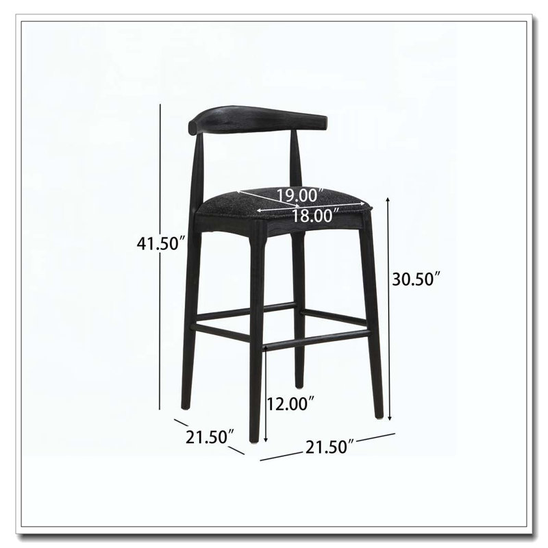 Tabouret de bar en bois, Siège noir / cadre noir