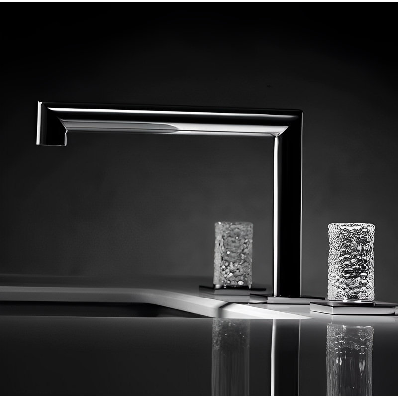 Robinet espacé avec poignées en cristal de 8 po Boulgari, Noir / blanc