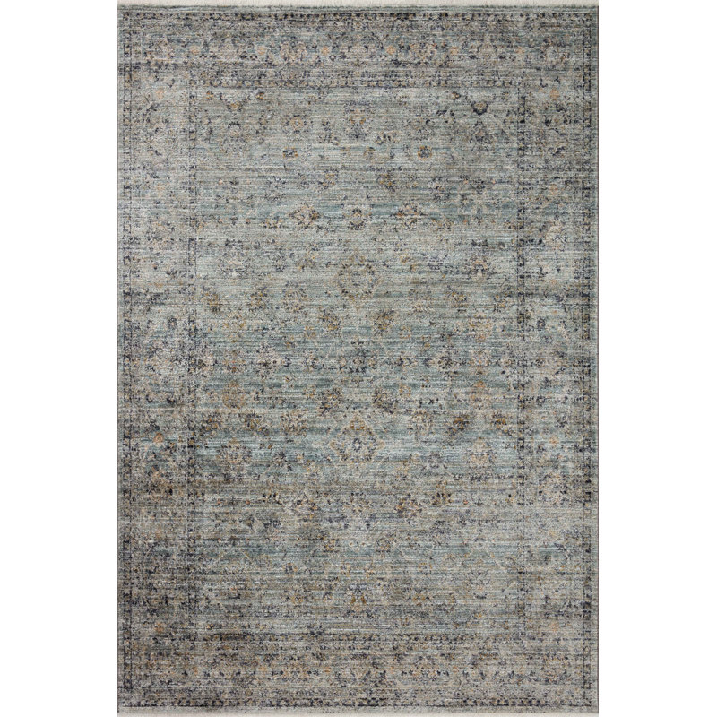 Tapis océan / doré Jean Stoffer x Loloi Katherine, Rectangle 3 pi 6 po x 5 pi 6 po