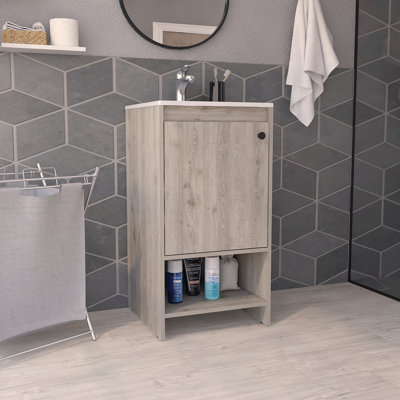 Meuble-lavabo Jane, armoire à une porte, deux tablettes
