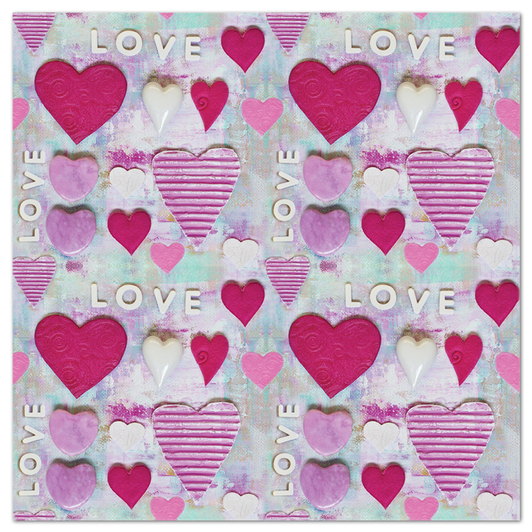 Grafikdruck Pink Hearts Sample von Andrea Haase