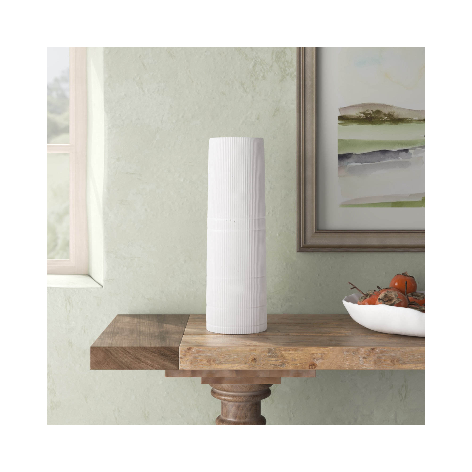 Sagebrook Home Rachael Modern Neutral Ceramic Vase, Home Decor Centerpiece, Timeless Design, White, 18" H x 6" W x 6" D