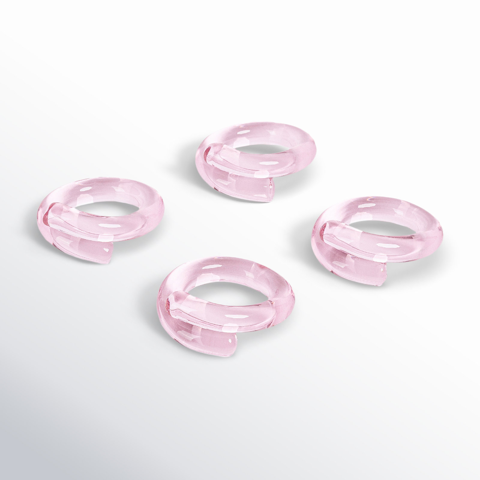 Over and Back Glass Napkin Rings, Pink