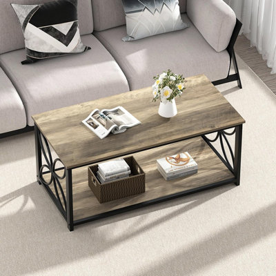 Table basse Greenforest pour le salon, petite table de 39 pouces avec tablette de rangement, centre de table moderne pour bureau à domicile, gris délavé
