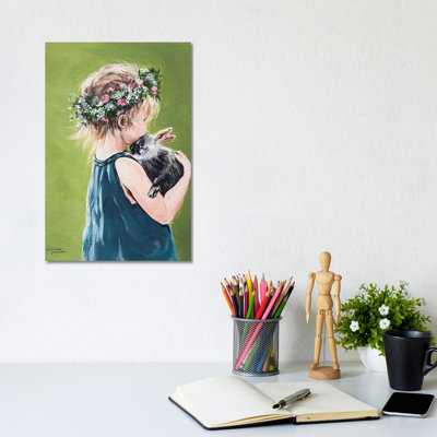 Girl With Bunny by Michele Norman - Print on Canvas
