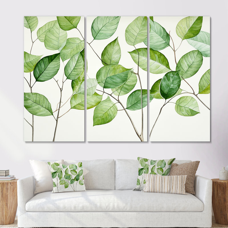 Ensemble de salon Green Leaves, H 28 po x l 36 po x P 1 po, Toile tendue