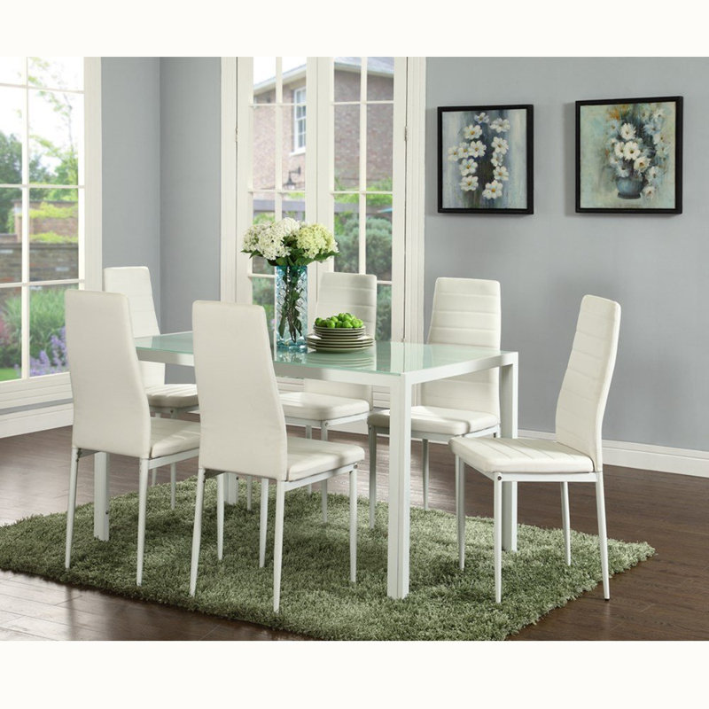Ensemble de salle à manger pour six personnes Rosenzweig, Blanc