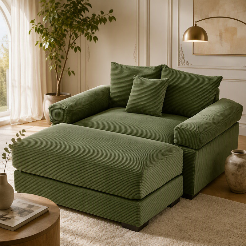Canapé modulaire surdimensionné 54,3 po Cloud, Green Corduroy