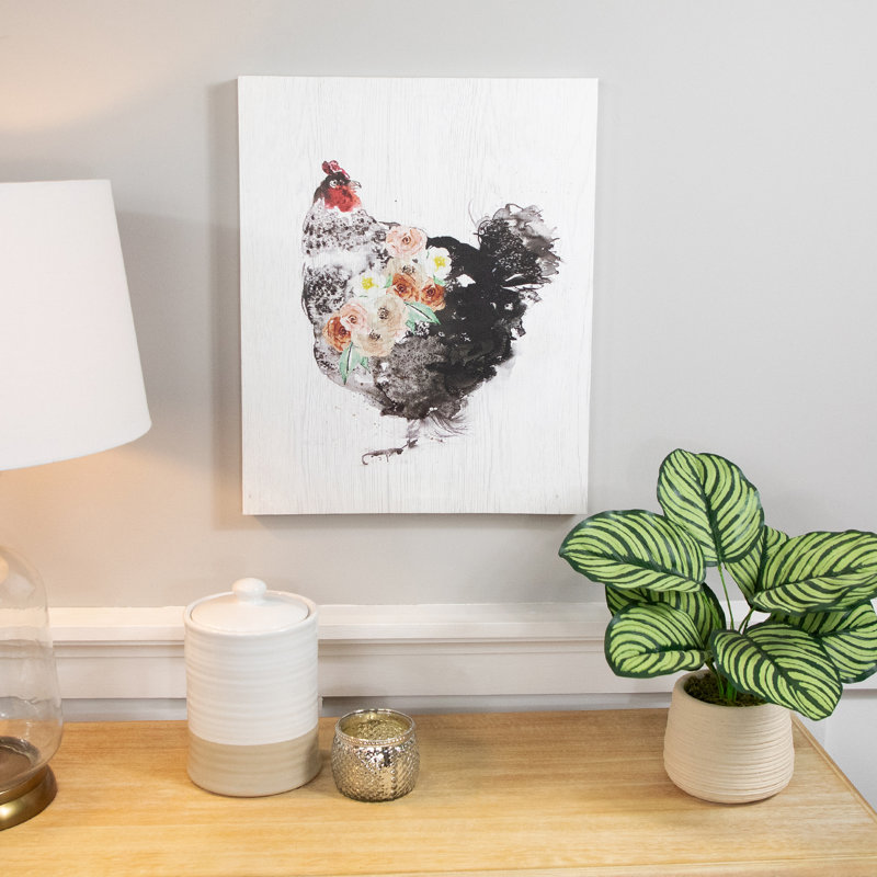 Poule avec fleurs