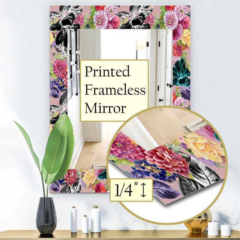 Miroir de salle de bain/meuble-lavabo traditionnel à trames fleur 55, H 24 po x l 32 po